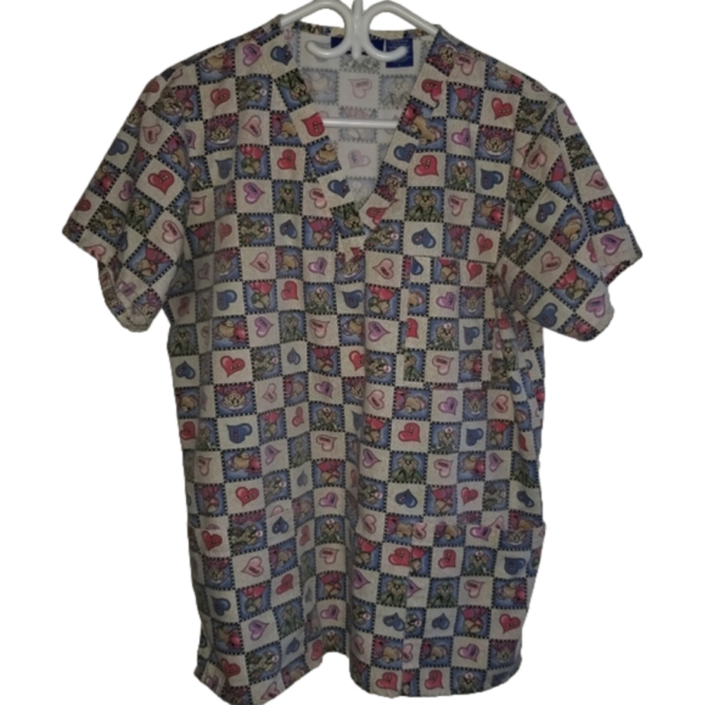 Factory Uniforms Teddy Bear Scrub Top Size L